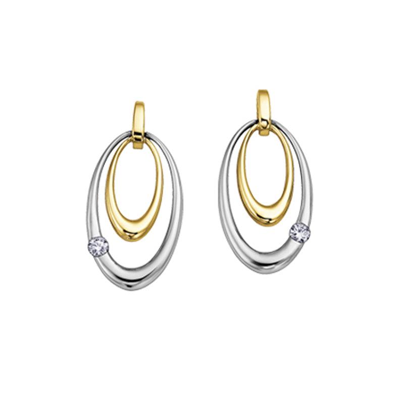 10K Yellow and White Gold 0.08TDW Canadian Diamond Earrings