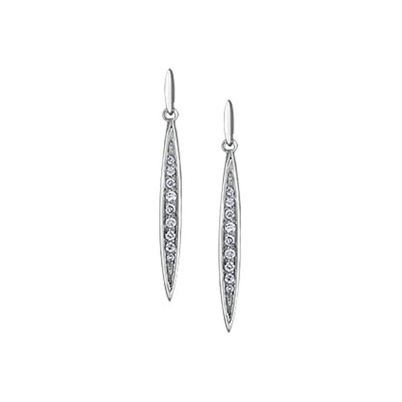 10K White Gold 0.10TDW Diamond Dangle Earrings