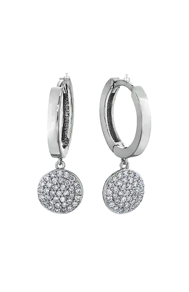 10K White Gold 0.30TDW Diamond Hoop with Dangle