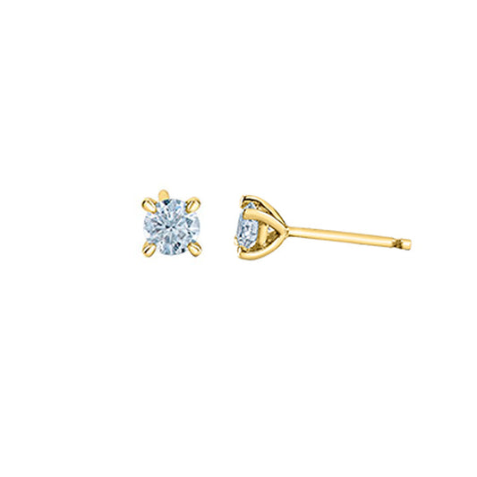 0.50TDW Lab Grown Diamond Solitaire Earrings in 14K Yellow Gold