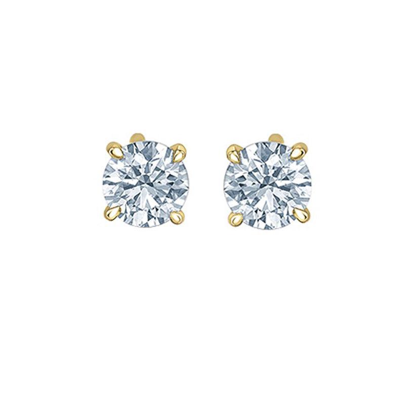 1.00TDW Lab Grown Diamond Solitaire Earrings in 14K Yellow Gold