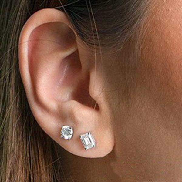 1.00TDW Lab Grown Diamond Solitaire Earrings in14K White Gold