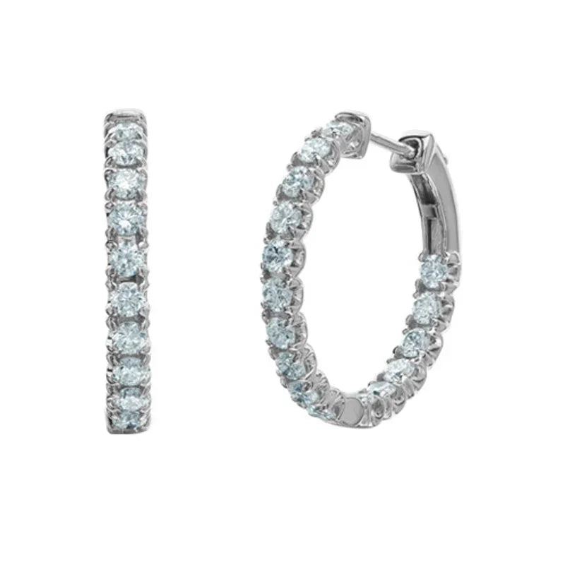 1.00ct Lab Grown Diamond Hoop Earrings in 10K White Gold