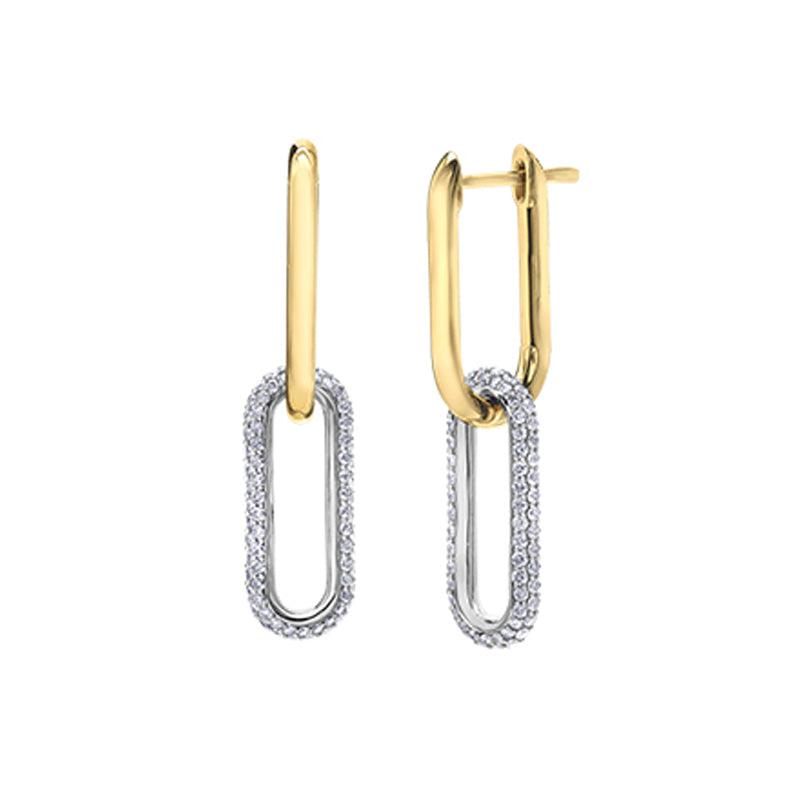 10K Yellow Gold 1.65TDW Diamond Paper Clip Earring