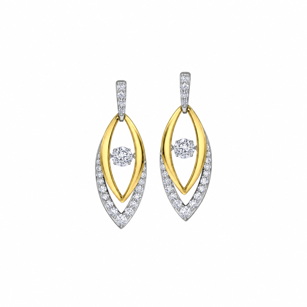 14K Yellow and White Gold 2.33TDW Lab Grown Moving Diamond Earrings