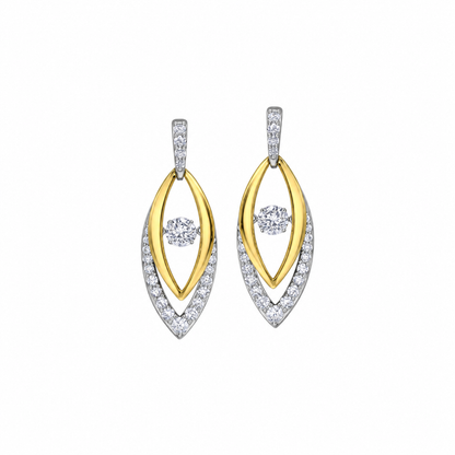 14K Yellow and White Gold 2.33TDW Lab Grown Moving Diamond Earrings