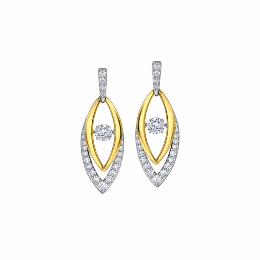 14K Yellow and White Gold 2.33TDW Lab Grown Moving Diamond Earrings