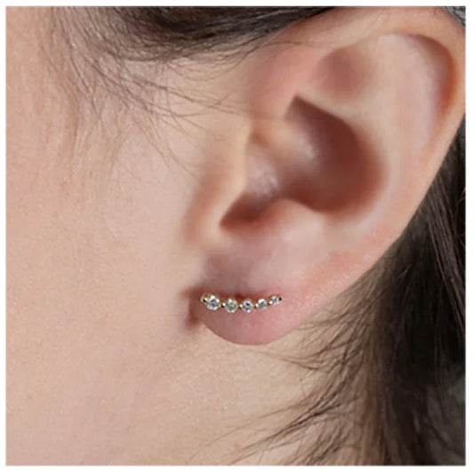 10K Yellow and White Gold 0.25TDW Diamond Ear Climber Earrings