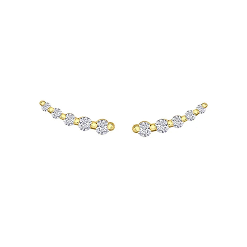 10K Yellow and White Gold 0.25TDW Diamond Ear Climber Earrings
