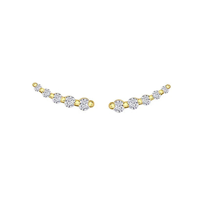 10K Yellow and White Gold 0.25TDW Diamond Ear Climber Earrings