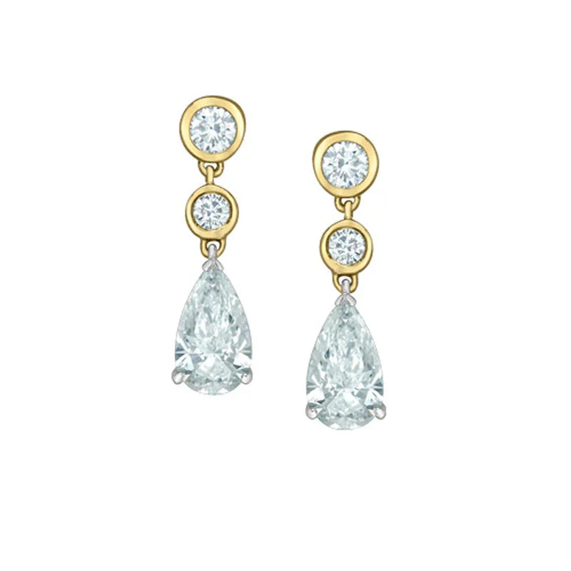 14K Yellow and White Gold 2.63TDW Lab Grown Diamond Drop Earrings