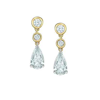 14K Yellow and White Gold 2.63TDW Lab Grown Diamond Drop Earrings