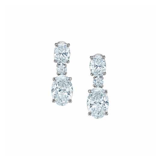 14K White Gold 1.55TDW Lab Grown Diamond Oval Dangle Earrings 