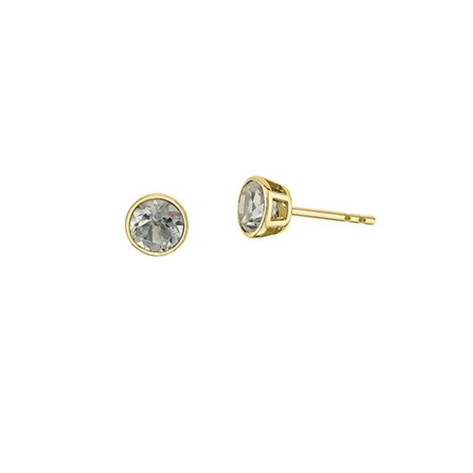 10K Yellow Gold 5mm White Topaz Earrings