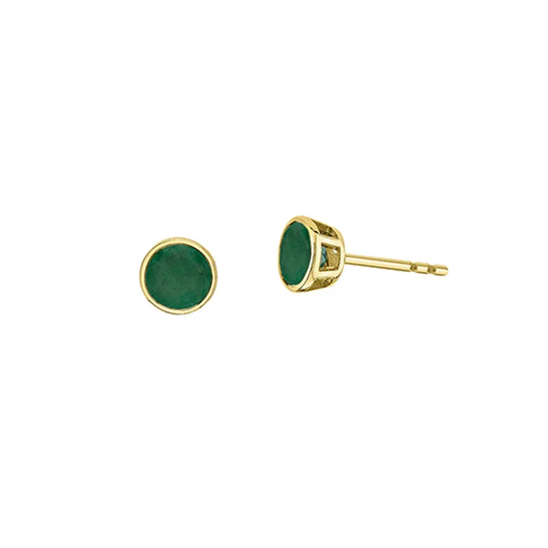 10K Yellow Gold 5mm Emerald Earrings 