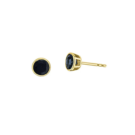 10K Yellow Gold 5mm Sapphire Earrings 
