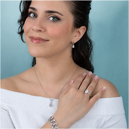 14K White Gold 2.55TDW Lab Diamond Emerald Cut Dangle Earrings