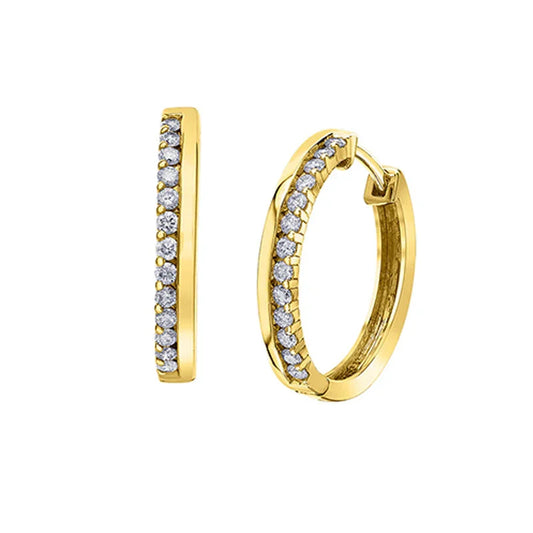 10K Yellow Gold 0.32TDW Diamond Love Earrings