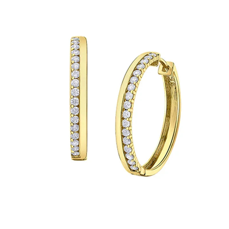 14K Yellow Gold 0.50TDW Diamond Love Earrings