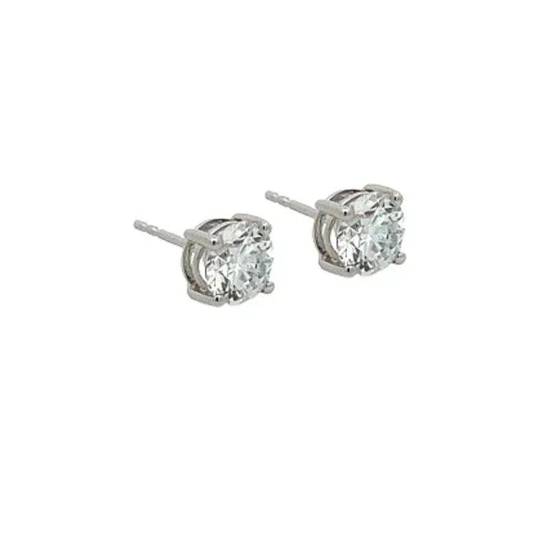 14K White Gold 2.00TDW Lab Diamond Solitaire Earring