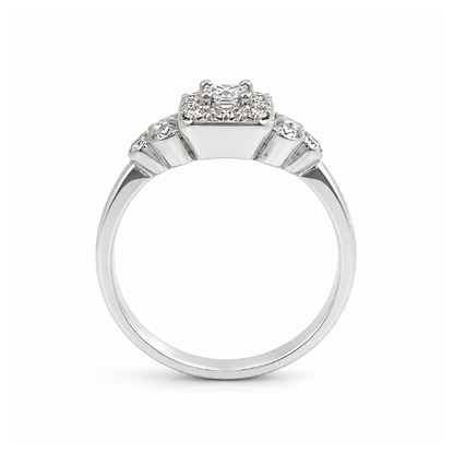 14K White Gold 0.38TDW Halo Diamond Engagement Ring