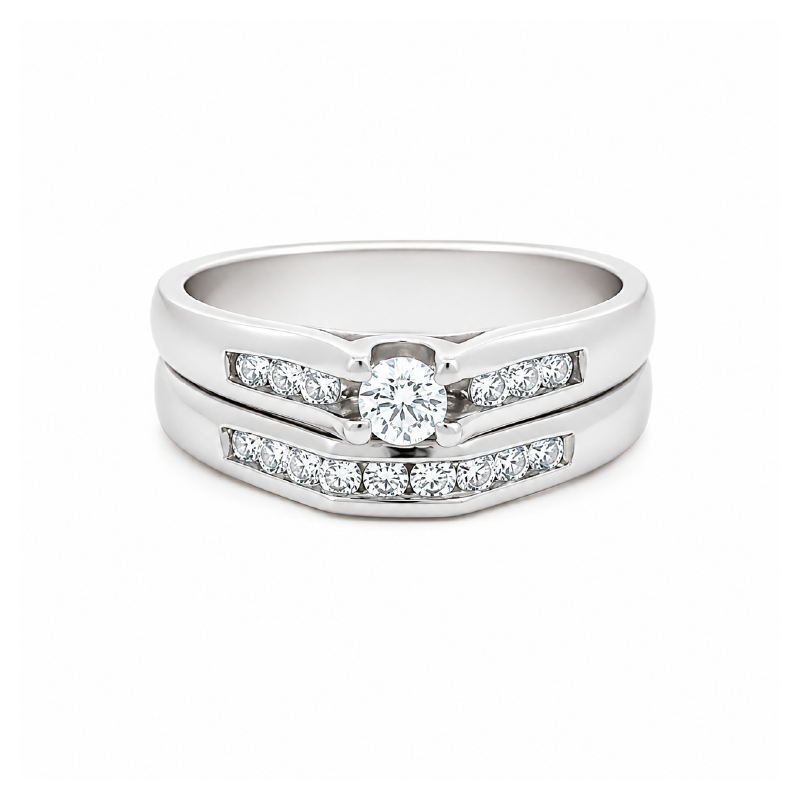 10K White Gold 0.40TDW Canadian Diamond Wedding Set