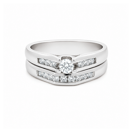 10K White Gold 0.40TDW Canadian Diamond Wedding Set