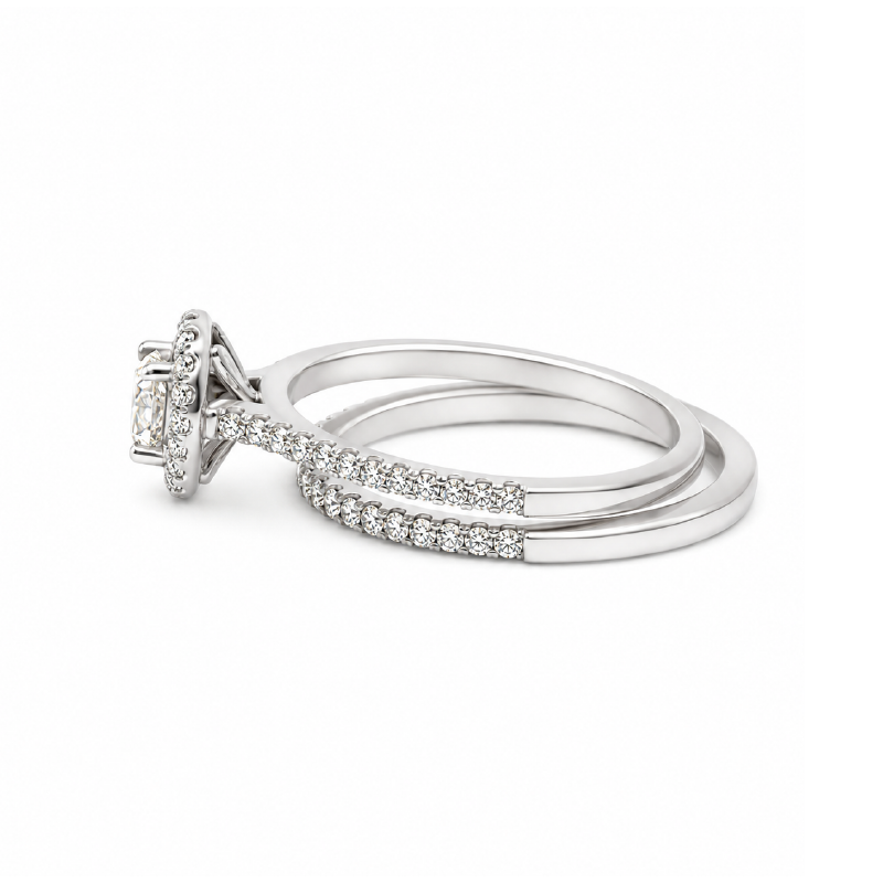 14K White Gold 0.60TDW Canadian Diamond Wedding Set