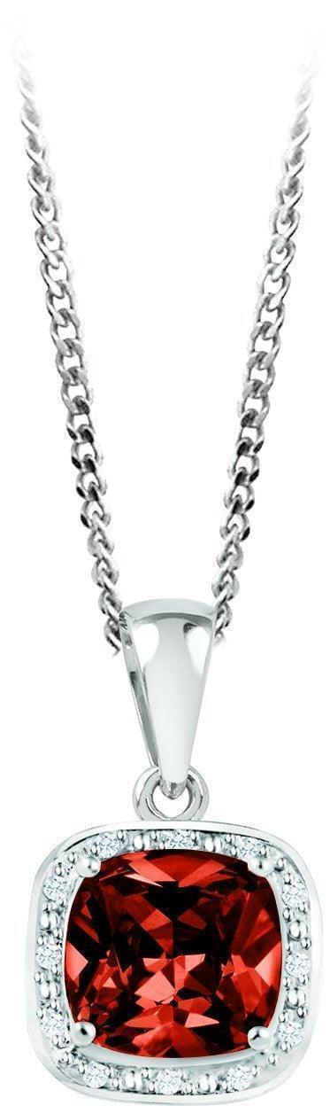 January Birthstone Pendant with Diamond Accent set in Sterling Silver