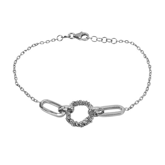 Sterling Silver White Gold Plated Fancy 7.5" Bracelet