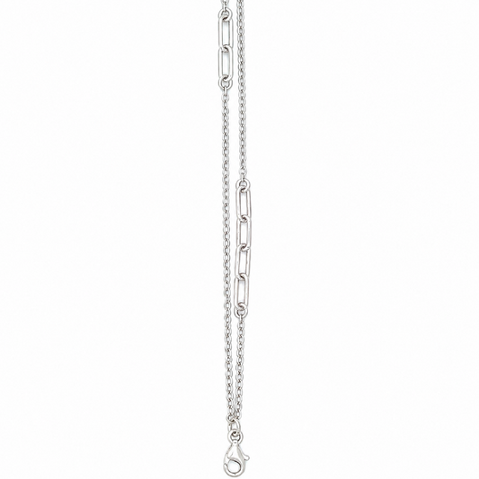 Sterling Silver White Gold Plated 2 Row Fancy Bracelet