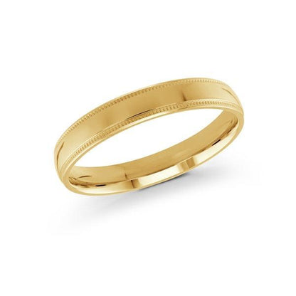 10, 14 Karat 3mm Solid Yellow Gold High Polish Milgrain Edge Wedding Band