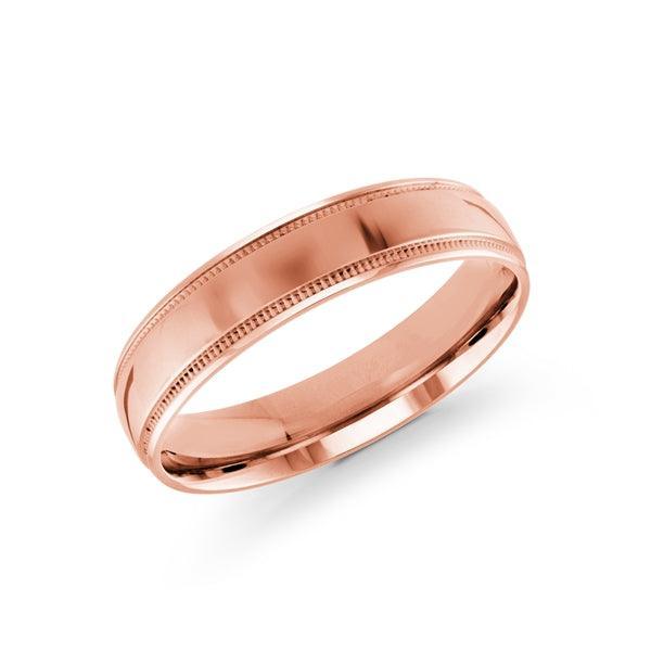 10, 14 Karat 5mm Solid Gold High Polish Milgrain Edge Wedding Band