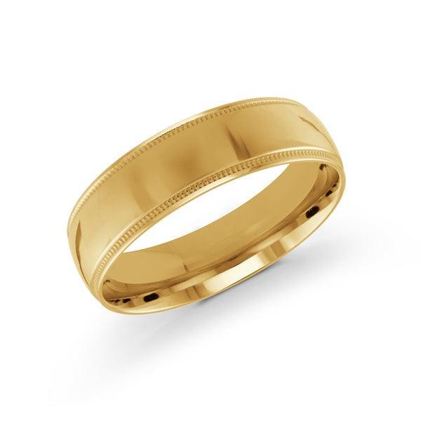 10, 14 Karat 6mm Solid Gold High Polish Milgrain Edge Wedding Band