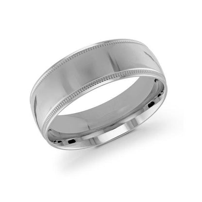 10, 14 Karat 8mm Solid Gold High Polish Milgrain Edge Wedding Band