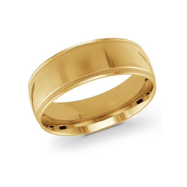 10, 14 Karat 8mm Solid Gold High Polish Milgrain Edge Wedding Band