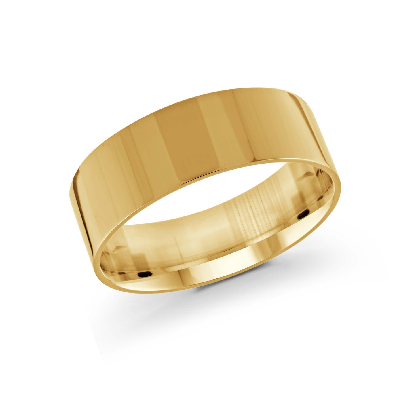 10, 14 Karat Gold 8mm High Polish Flat Comfort Fit Wedding Band