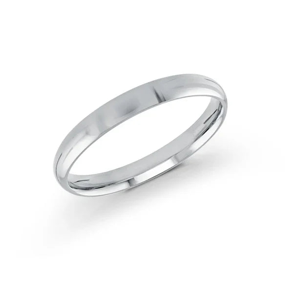 10, 14 Karat Gold 3mm high polish rounded dome light comfort fit wedding band
