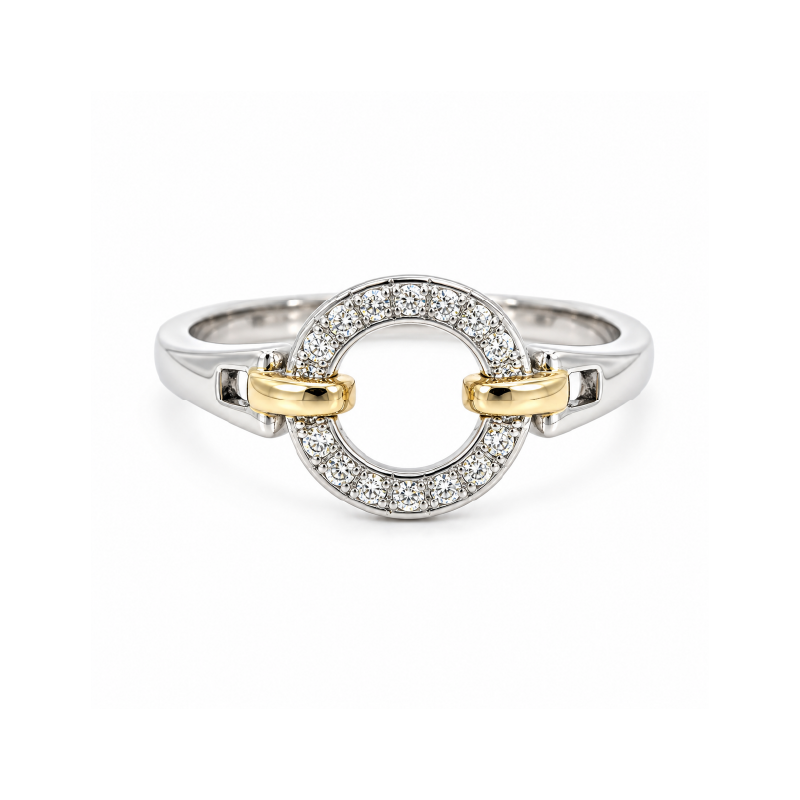 10K Yellow and White Gold 0.07TDW Circle Ring