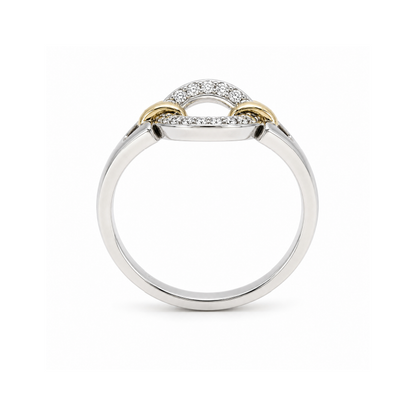 10K Yellow and White Gold 0.07TDW Circle Ring