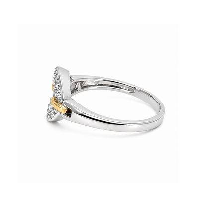 10K Yellow and White Gold 0.07TDW Circle Ring