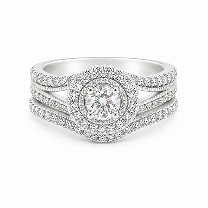 10K White Gold 0.97TDW Diamond Wedding Set
