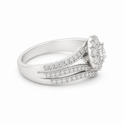 10K White Gold 0.97TDW Diamond Wedding Set