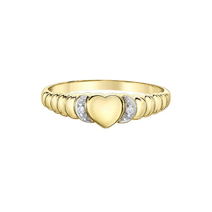 10K Yellow Gold 0.13TDW Diamond Heart Ring