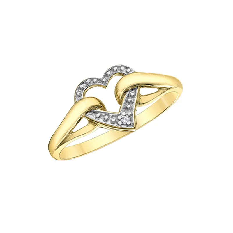 10K Yellow Gold Diamond Heart Ring