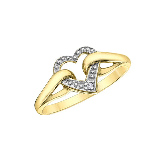 10K Yellow Gold Diamond Heart Ring
