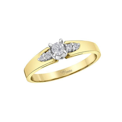 0.13TDW Canadian Diamond 10K Yellow Gold Engagement Ring