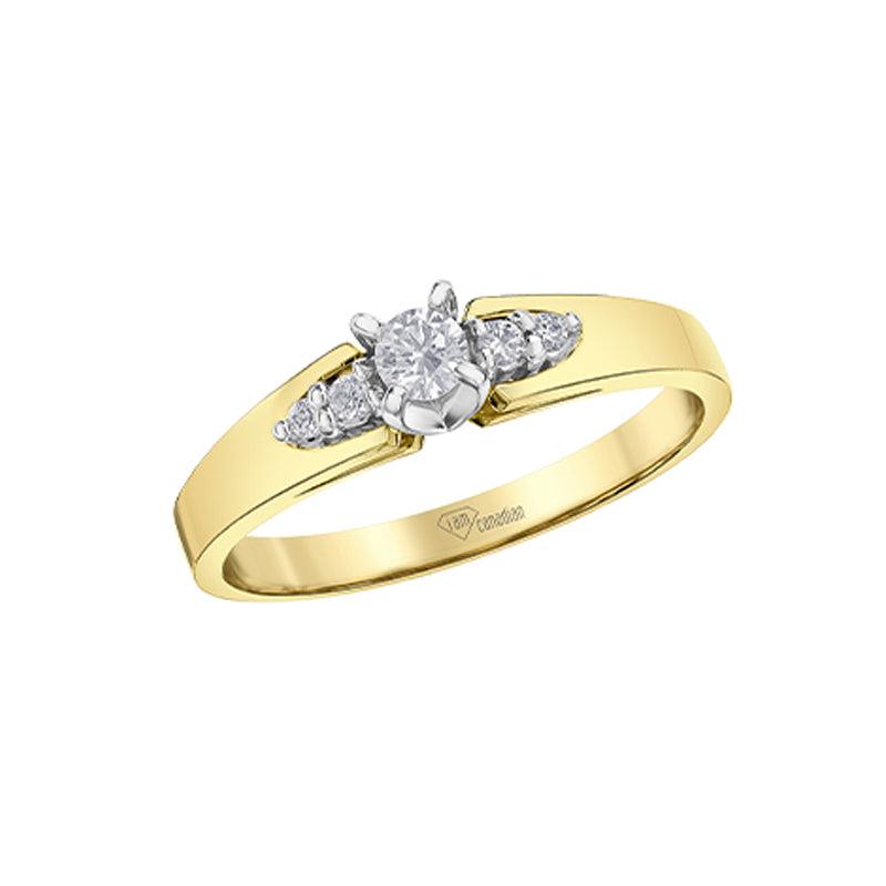 0.13TDW Canadian Diamond 10K Yellow Gold Engagement Ring