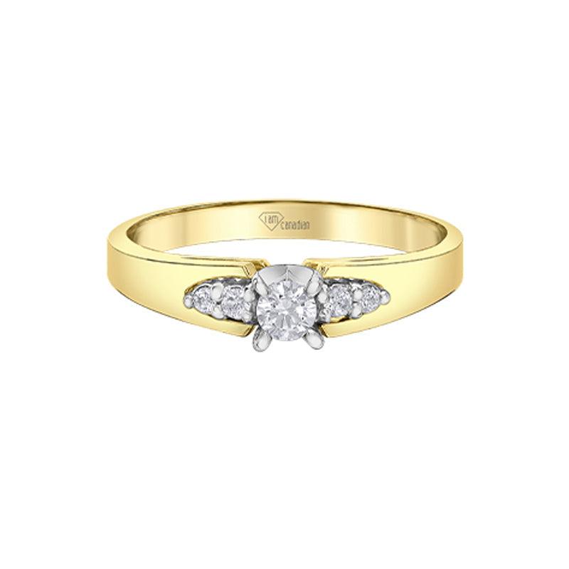 0.13TDW Canadian Diamond 10K Yellow Gold Engagement Ring