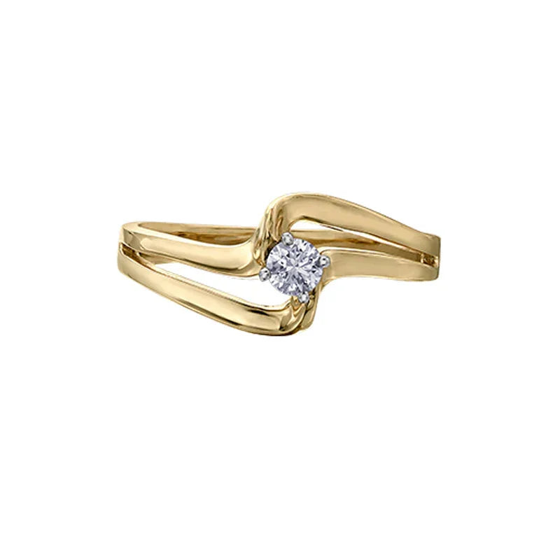 10K Yellow and White Gold 0.10TDW Canadian Diamond Ring